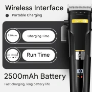 مجموعة ماكينة حلاقة الشعر الاحترافية VGR 694 S2، مجموعة ماكينة حلاقة شعر لاسلكية للرجال مع قاعدة شحن مغناطيسية، طقم ماكينة حلاقة شعر للرجال بشفرات سيراميك وشاشة LED لون اسود