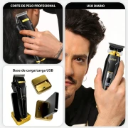 مجموعة ماكينة حلاقة الشعر الاحترافية VGR 694 S2، مجموعة ماكينة حلاقة شعر لاسلكية للرجال مع قاعدة شحن مغناطيسية، طقم ماكينة حلاقة شعر للرجال بشفرات سيراميك وشاشة LED لون اسود