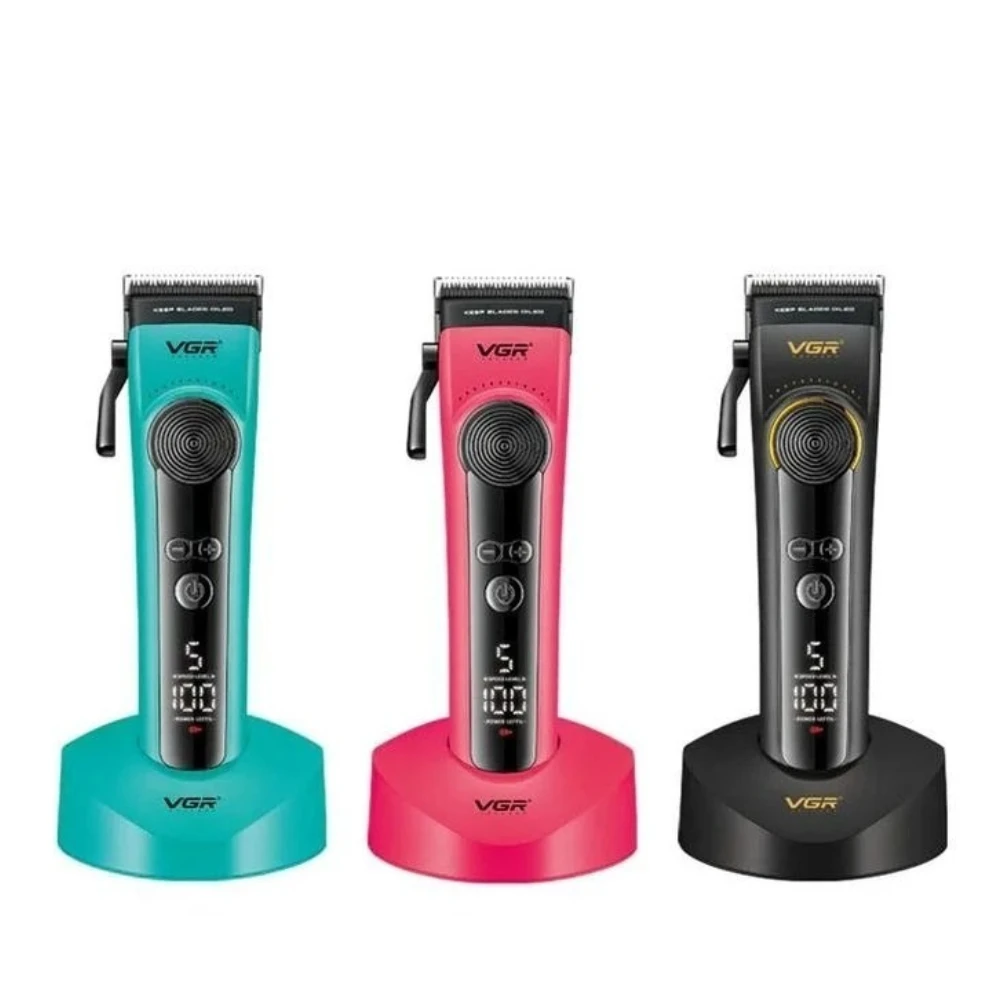 ماكينة حلاقة شعر احترافية VGR قابلة للتعديل LED حلاقة للرجال V-199