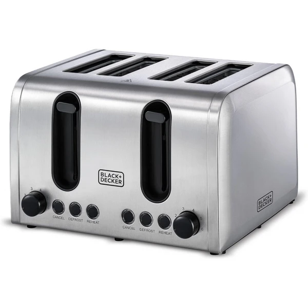 توستر بلاك+ديكر، 4 شريحة، 2100 وات، ستانلس ستيل - ET444-B5 ( ضمان دولي )