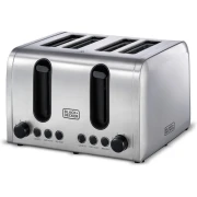 توستر بلاك+ديكر، 4 شريحة، 2100 وات، ستانلس ستيل - ET444-B5 ( ضمان دولي )