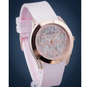 ساعة جيس كلاريتي بمينا ذهبي وبسوار سيليكون وردي للنساء - GW0109L2