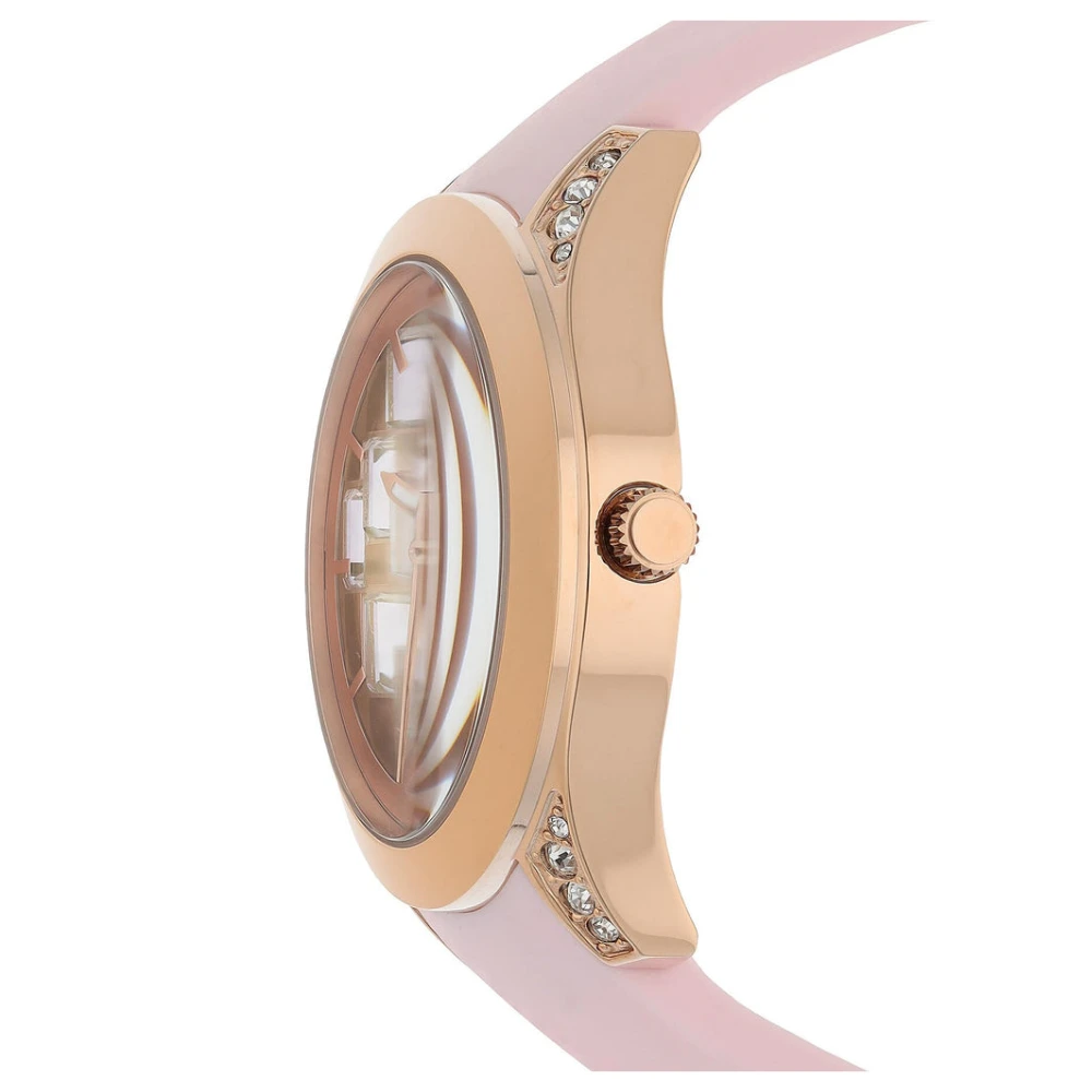 ساعة جيس كلاريتي بمينا ذهبي وبسوار سيليكون وردي للنساء - GW0109L2