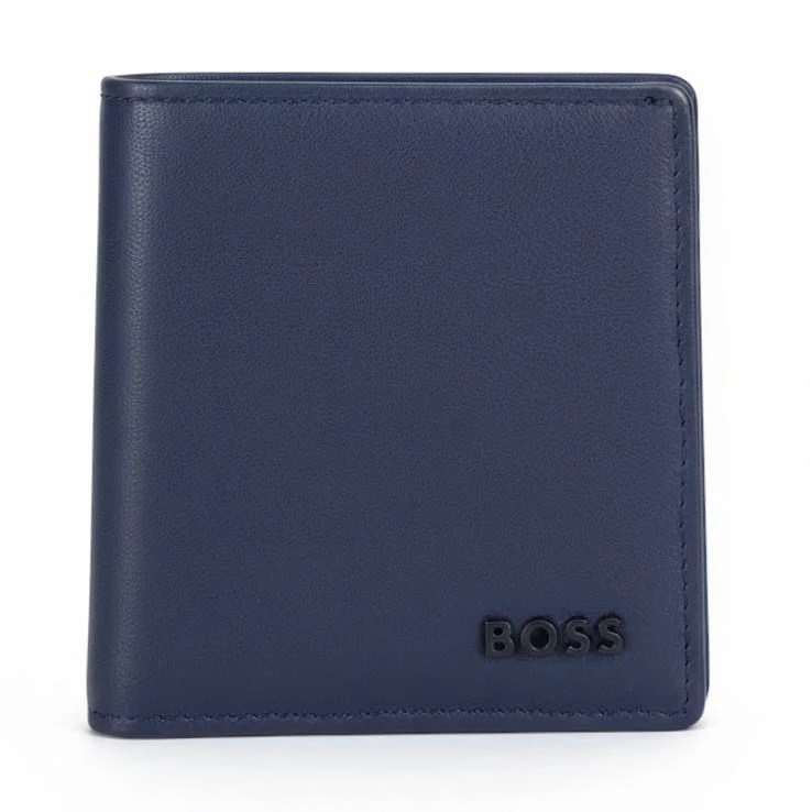 حامل بطاقات كلاسيكي أزرق ناعم من هوغو بوس مزود بغطاء وجيب للنقود