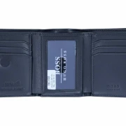 حامل بطاقات كلاسيكي أزرق ناعم من هوغو بوس مزود بغطاء وجيب للنقود