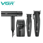 مجموعة قص الشعر الاحترافية 4  في 1 VGR V-640 S4 Pro - لون اسود