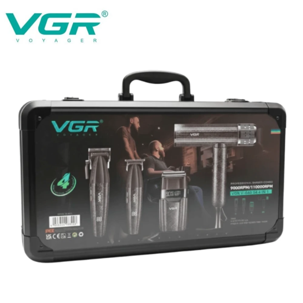 مجموعة قص الشعر الاحترافية 4  في 1 VGR V-640 S4 Pro - لون اسود