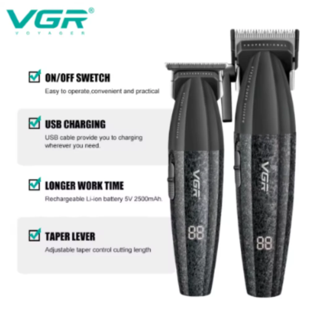 مجموعة قص الشعر الاحترافية 4  في 1 VGR V-640 S4 Pro - لون اسود