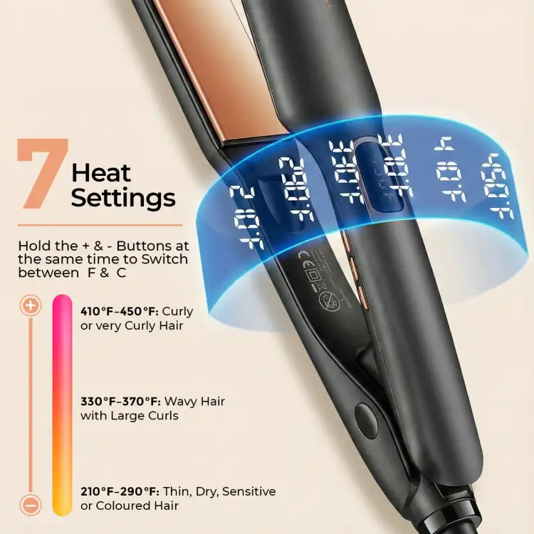 مكواة الشعر الاحترافية VGR V-526 للنساء | ألواح مطلية بالسيراميك، شاشة LED، تسخين سريع، إيقاف تشغيل تلقائي بعد ساعة، سلك دوار 360 درجة | أداة للعناية بالشعر