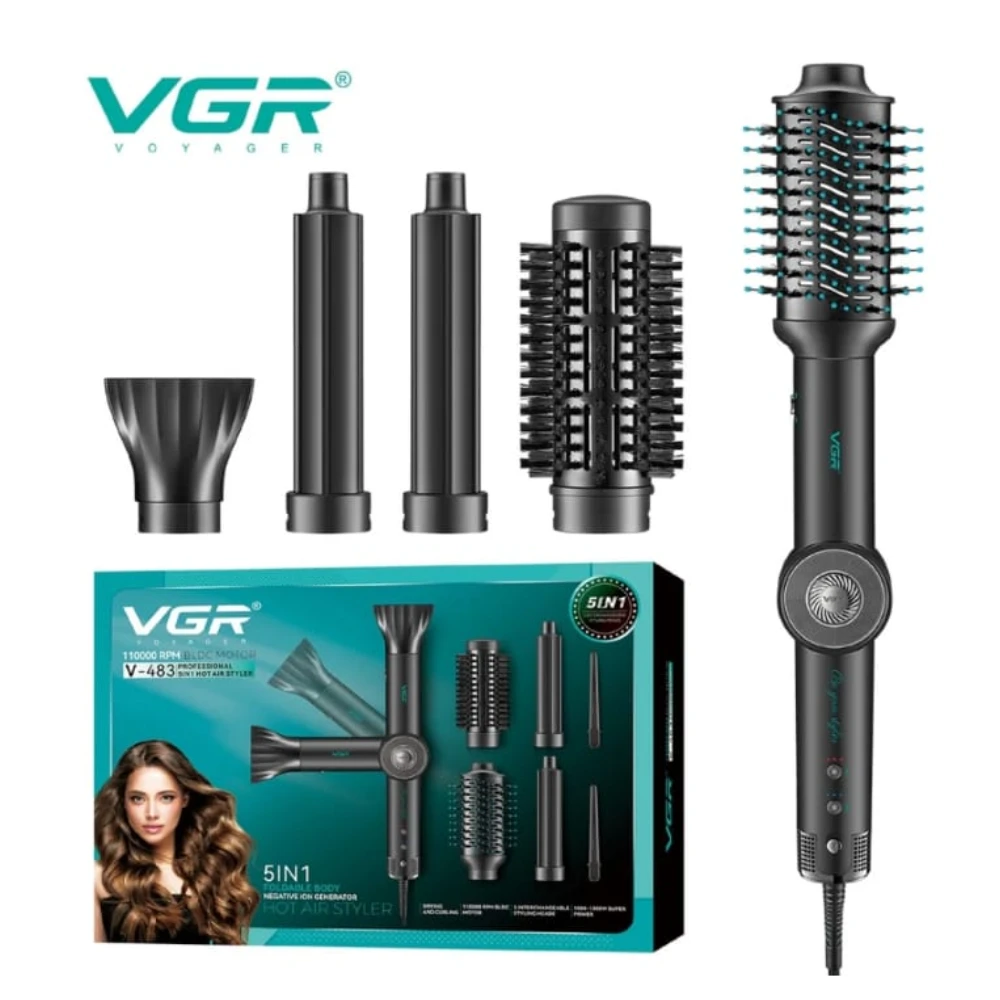 فرشاه تصفيف الشعر الاحترافي VGR V-483 بالهواء الساخن 5 في 1