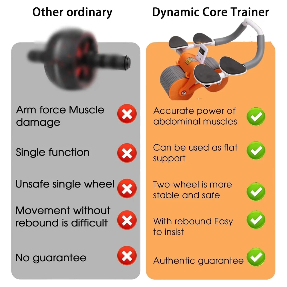 جهاز تدريب عضلات البطن، يتضمن وسادة ركبة مبطنة جيدًا، ومؤقت، عجلة ارتداد تلقائية لتمارين البطن للرجال والنساء