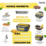 صندوق غداء كهربائي محمول 2 في 1 بقدرة 60 واط، 220 فولت 12 فولت/24 فولت، شنطة حمل معزولة شوكة وملعقة