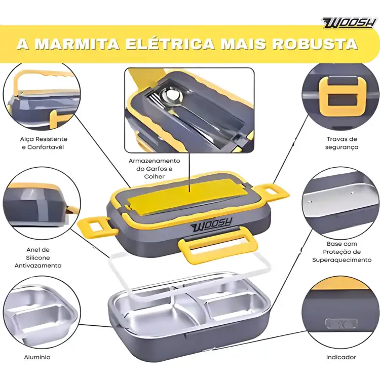 صندوق غداء كهربائي محمول 2 في 1 بقدرة 60 واط، 220 فولت 12 فولت/24 فولت، شنطة حمل معزولة شوكة وملعقة