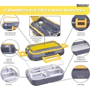 صندوق غداء كهربائي محمول 2 في 1 بقدرة 60 واط، 220 فولت 12 فولت/24 فولت، شنطة حمل معزولة شوكة وملعقة