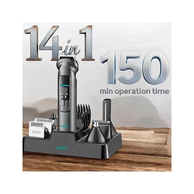 مجموعة ادوات العنايه الشخصيه الاحترافيه للرجال V-096  من فى جى ار تصميم معدني مقاومه للماء 14×1