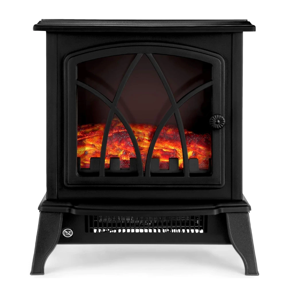 دفايه كهربائية 2000 واط مع تاثير لهب النار من نيتا، اعدادين للحرارة، ترموستات قابل للتعديل، تاثير موقد كهربائي محمول قائم بذاته - اسود
