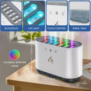 مرطب هواء ذكي لغرفة النوم بستة فوهات تبريد مع إضاءة RGB، مرطبات هواء بالرذاذ البارد للأطفال قابلة للتعديل وسهلة التنظيف