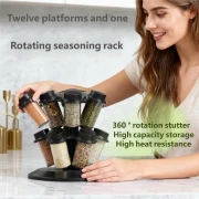 طقم توابل اكريليك نقي 360 درجة ، تصميم أنيق وعملي لإضفاء لمسة أنيقة لمطبخك، سهل التركيب ومقاوم للكسر