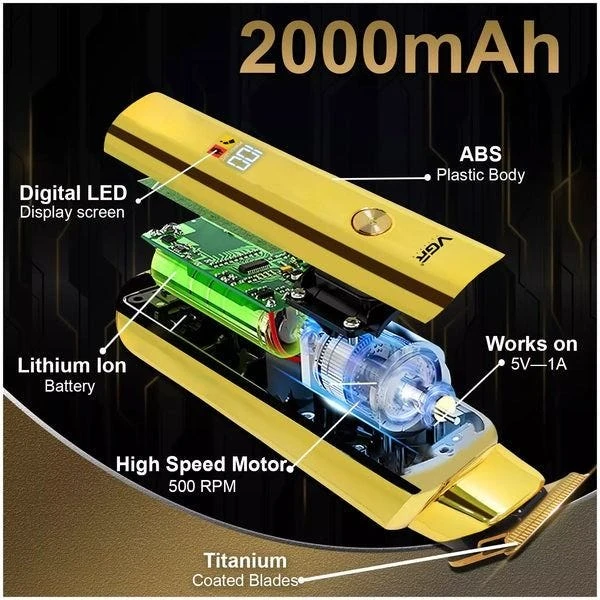 VGR ماكينة حلاقة كهربائية لاسلكية قابلة لاعادة الشحن ضد الماء V-947