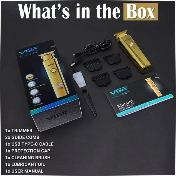 VGR ماكينة حلاقة كهربائية لاسلكية قابلة لاعادة الشحن ضد الماء V-947