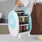 حامل توابل دوار متعدد الوظائف 360 درجة مع 18 زجاجة