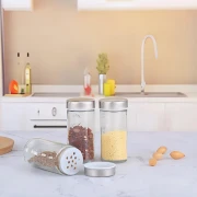 طقم توابل وبهارات بحامل - 8 قطع - شفاف