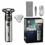 ماكينة حلاقة قابلة لإعادة الشحن بثلاثة رؤوس V-321 / شاشة LCD، 2000 مللي أمبير، مقاومة للماء بمعيار IPX7