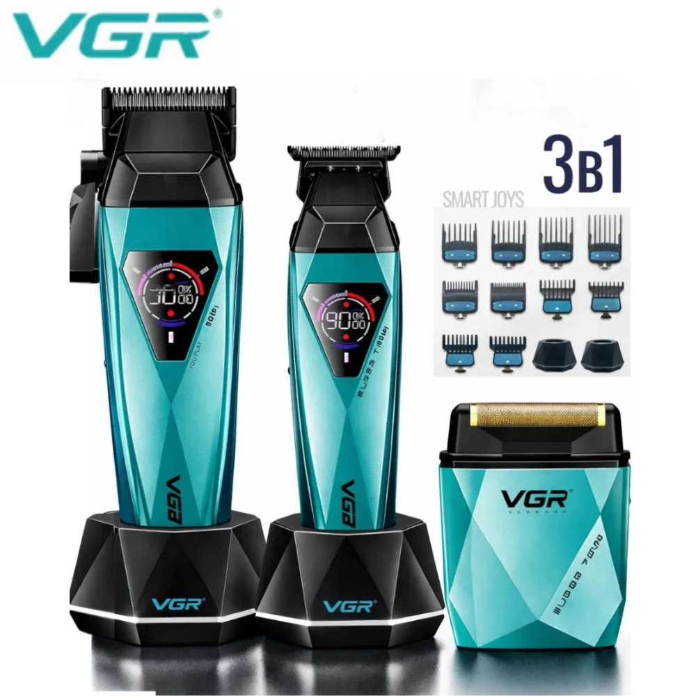 مجموعه ماكينات تشذيب الشعر احترافية ماكينات قص الشعر 9000 دورة في الدقيقة ماكينات تشذيب الشعر LED ماكينات قص كهربائية هادئة ماكينة تشذيب شعر للرجال V-877 S3