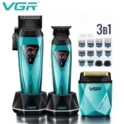 مجموعه ماكينات تشذيب الشعر احترافية ماكينات قص الشعر 9000 دورة في الدقيقة ماكينات تشذيب الشعر LED ماكينات قص كهربائية هادئة ماكينة تشذيب شعر للرجال V-877 S3