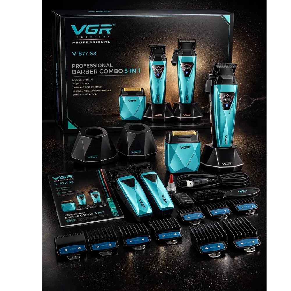 مجموعه ماكينات تشذيب الشعر احترافية ماكينات قص الشعر 9000 دورة في الدقيقة ماكينات تشذيب الشعر LED ماكينات قص كهربائية هادئة ماكينة تشذيب شعر للرجال V-877 S3