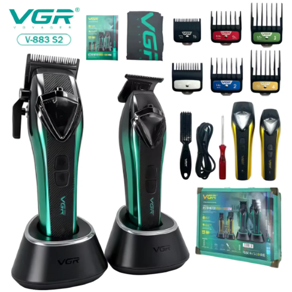 طفم ماكينات VGR حلاقة الشعر رجال مكينه حلاق شعر حلاقة شعر للرجال + ماكينة قص الشعر محرك متجه ماكينة قص الشعر قابلة للتعديل 11000 دورة
