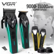 طفم ماكينات VGR حلاقة الشعر رجال مكينه حلاق شعر حلاقة شعر للرجال + ماكينة قص الشعر محرك متجه ماكينة قص الشعر قابلة للتعديل 11000 دورة