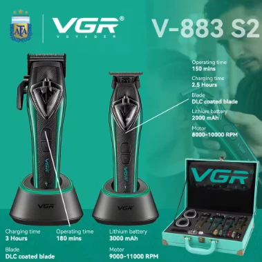طفم ماكينات VGR حلاقة الشعر رجال مكينه حلاق شعر حلاقة شعر للرجال + ماكينة قص الشعر محرك متجه ماكينة قص الشعر قابلة للتعديل 11000 دورة