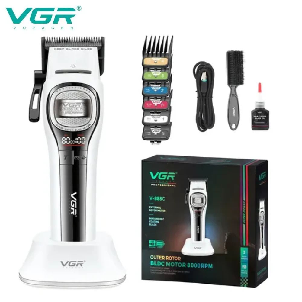 ماكينة حلاقة احترافية VGR V-888C مناسبة للحلاقين والاستخدام المنزلي، بتجمع بين القوة والدقة وسهولة الاستخدام.