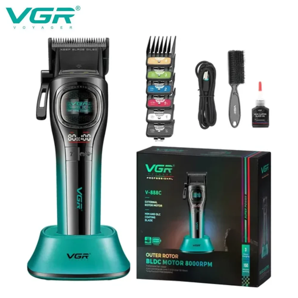 ماكينة حلاقة احترافية VGR V-888C مناسبة للحلاقين والاستخدام المنزلي، بتجمع بين القوة والدقة وسهولة الاستخدام.
