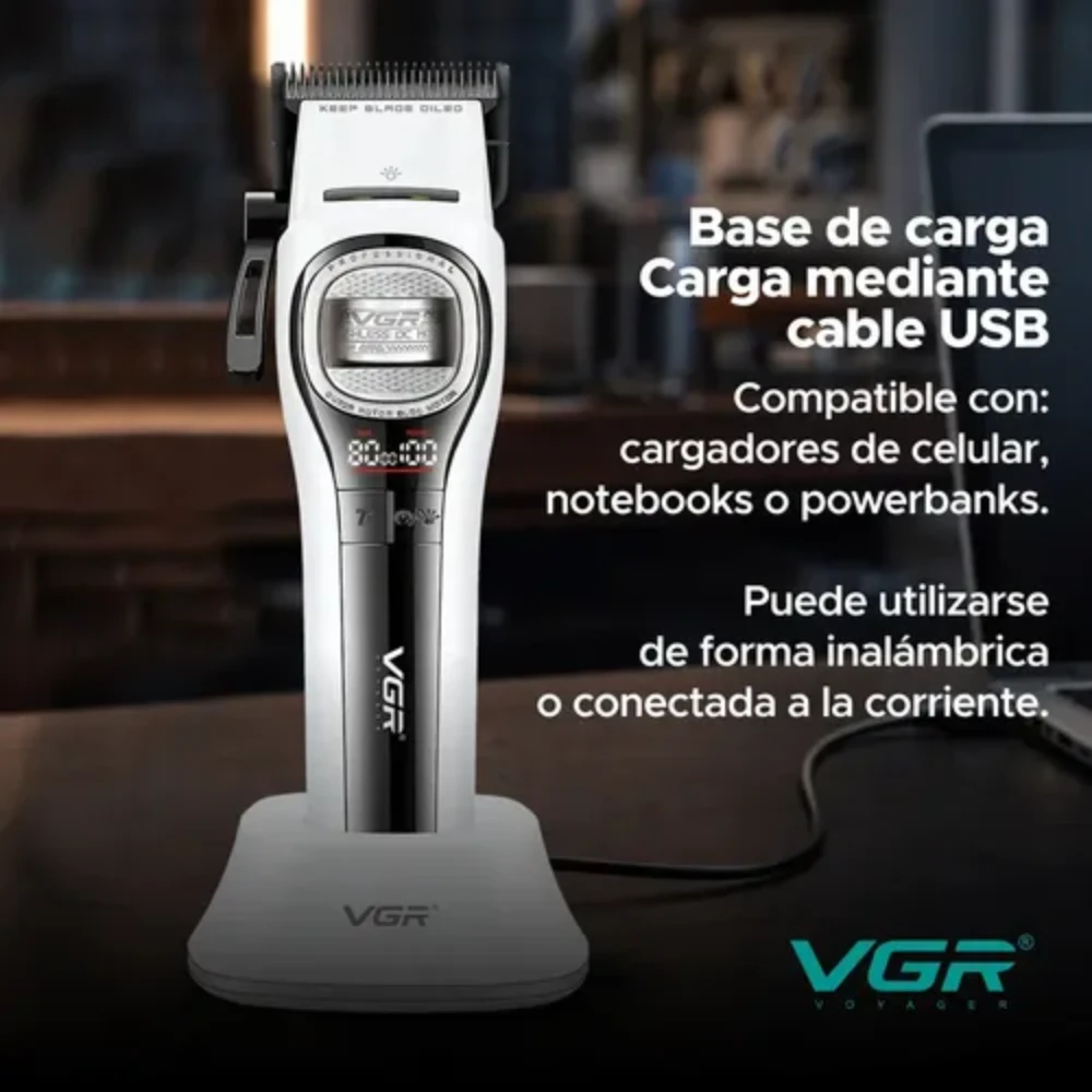 ماكينة حلاقة احترافية VGR V-888C مناسبة للحلاقين والاستخدام المنزلي، بتجمع بين القوة والدقة وسهولة الاستخدام.