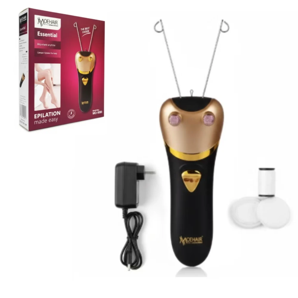 جهاز إزالة شعر الوجه والجسم للنساء MO-9081، مصمم ليمنحك بشرة ناعمة ونظيفة، باستخدام تقنية خيوط آمنة ودقيقة تناسب جميع أنواع البشرة، ويأتي خيط احتياطي ومحول طاقة، مثالي للاستخدام المنزلي