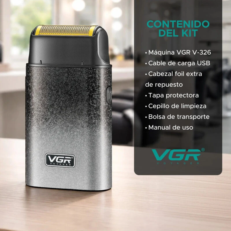 ماكينة حلاقة كهربائية محمولة للرجال، 4500 دورة في الدقيقة، موديل VGR V-326، لون أخضر