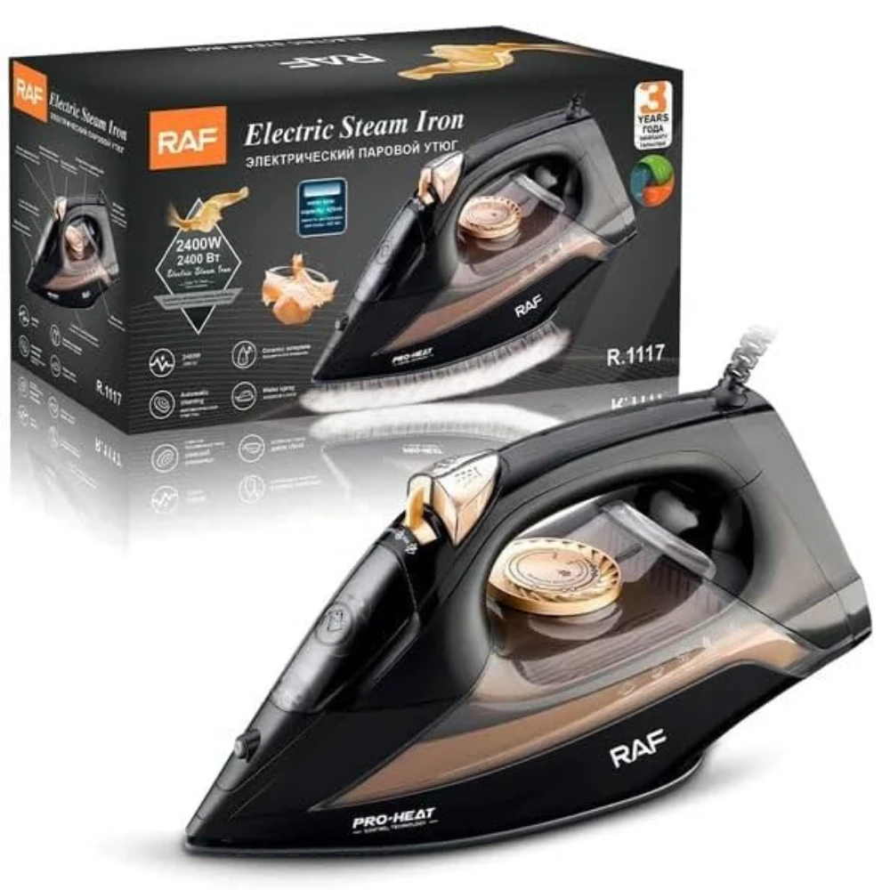 مكواة بخار R.1117، 2200W، ، لون أسود من راف(ضمان 3 سنوات)