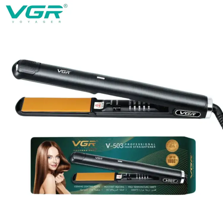 مكواة فرد الشعر الاحترافية VGR V-503  للنساء- لون اسود