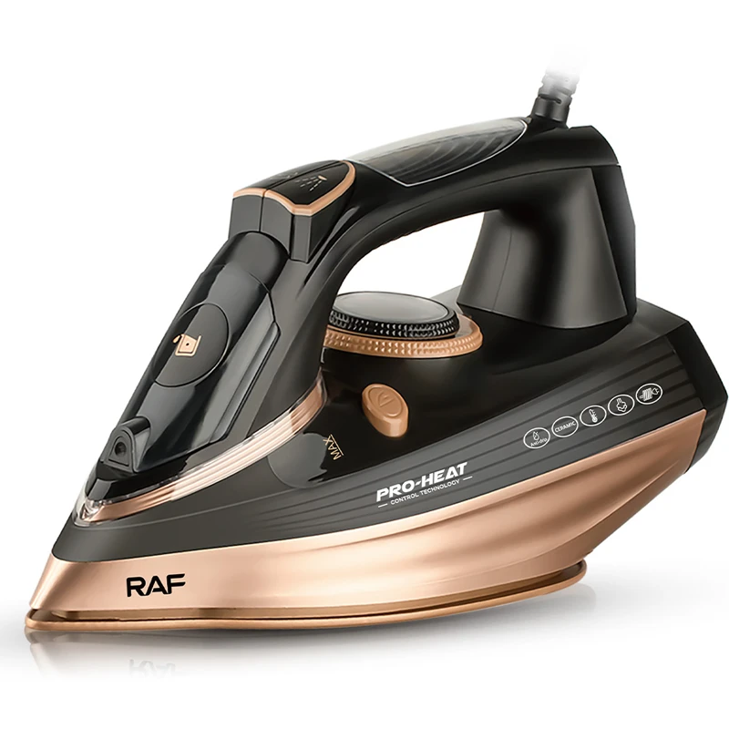 (ضمان 3 سنوات) مكواة بخار كهربائية منزلية RAF R.1119G - مكواة بخار قوية بقدرة 2200 واط، قاعدة سيراميك، قاعدة سيراميك