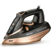 (ضمان 3 سنوات) مكواة بخار كهربائية منزلية RAF R.1119G - مكواة بخار قوية بقدرة 2200 واط، قاعدة سيراميك، قاعدة سيراميك