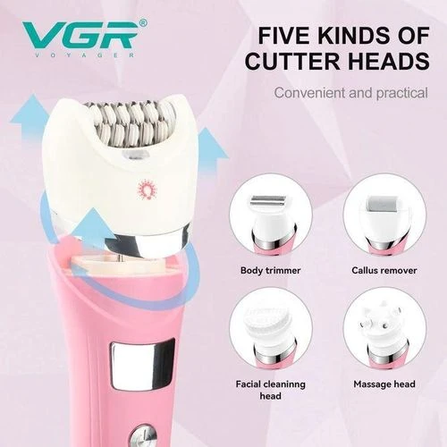 ماكينة حلاقة الشعر الكهربائية V-759 في جي ار لإزالة الشعر، أجهزة العناية الشخصية، ماكينة تشذيب الجسم 5 في 1، مزيل شعر مقاوم للماء للنساء