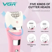 ماكينة حلاقة الشعر الكهربائية V-759 في جي ار لإزالة الشعر، أجهزة العناية الشخصية، ماكينة تشذيب الجسم 5 في 1، مزيل شعر مقاوم للماء للنساء