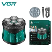 ماكينة حلاقة احترافيه Vgr V-373 للرجال، للحلاقة الكاملة، رأس 6D، أخضر
