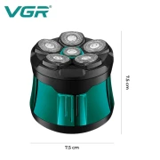 ماكينة حلاقة احترافيه Vgr V-373 للرجال، للحلاقة الكاملة، رأس 6D، أخضر