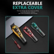 ماكينة حلاقة الشعر VGR 668T للرجال، حلاقة اللحية للرجال، لاسلكية، بمحرك Vector بسرعة 11000 دورة في الدقيقة، شفرة سيراميك DLC على شكل حرف T، طقم عناية شخصية USB-C ببطارية 2500 مللي أمبير