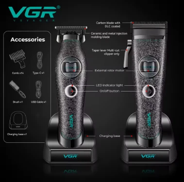 مجموعه ماكينات حلاقة الشعر رجال VGR ماكينة حلاقة الشعر رجال محرك دوار خارجي ماكينة قص شعر كهربائية ماكينات حلاقة احترافية  V-880 S2