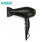 مجفف الشعر VGR V-457 للرجال والنساء، بقوة 2400 واط، مزود بمحرك تيار متردد، و3 إعدادات للحرارة و3 سرعات،  لون أسود