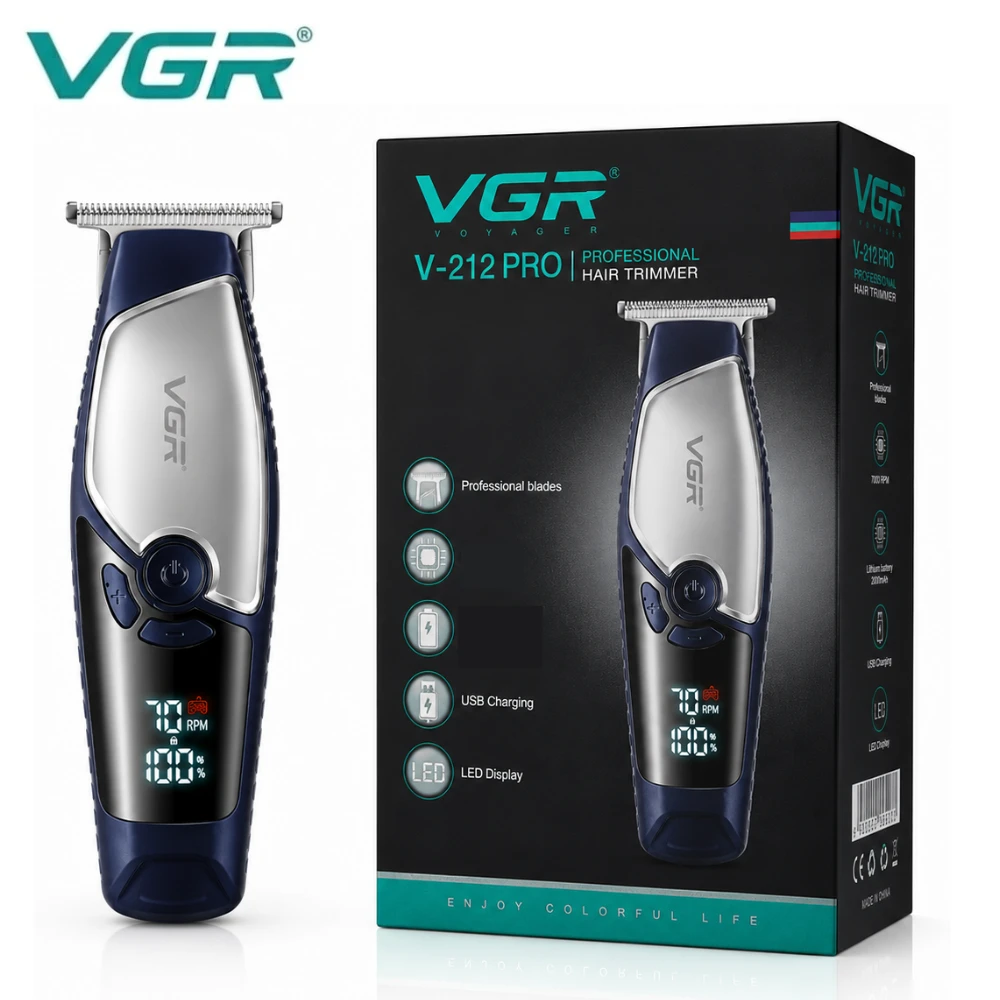 ماكينة حلاقة وتشذيب احترافية VGR V-212 PRO – شاشة LED رقمية